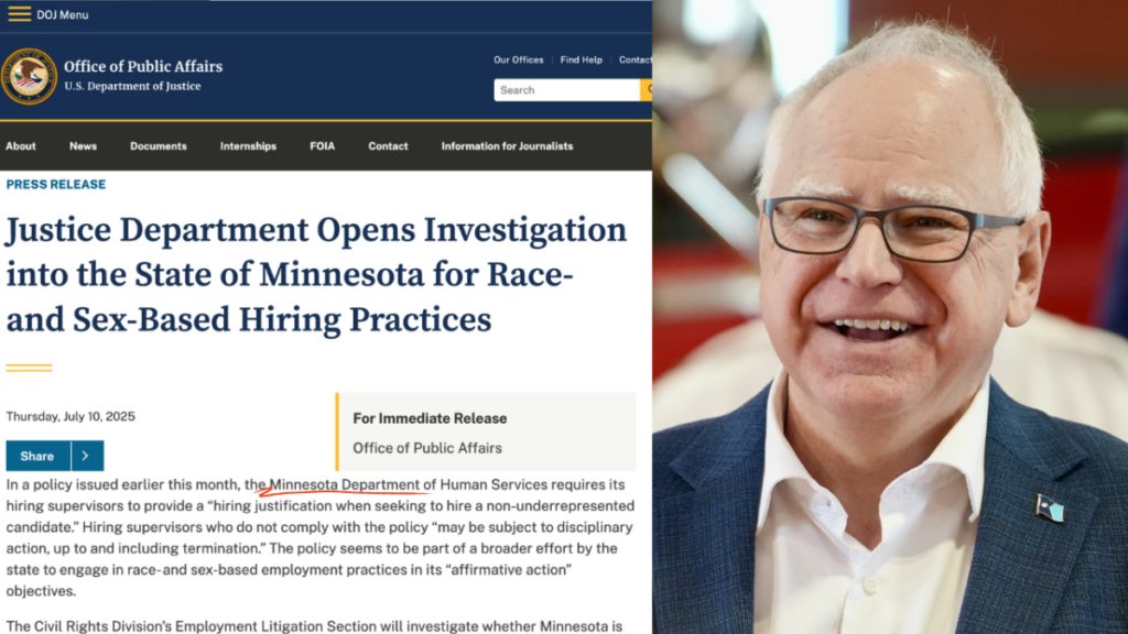 Minnesota state capitol with text about DHS and DEI